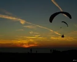 Volando al atardecer.