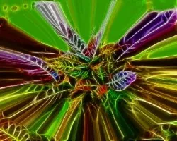 Ovalo fractal de hojas multicolor